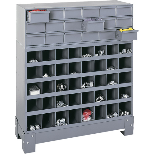 Unit&eacute; de stockage modulaire pour petites pi&egrave;ces, Acier, 18 tiroirs, 33-3/4" x 12-1/4" x 40-1/2", Gris Cantin et fils