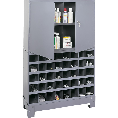 Modular Small Parts Storage Unit, Steel, 0 Drawers, 33-3/4" x 12-1/4" x 53-1/2", Grey Cantin et fils