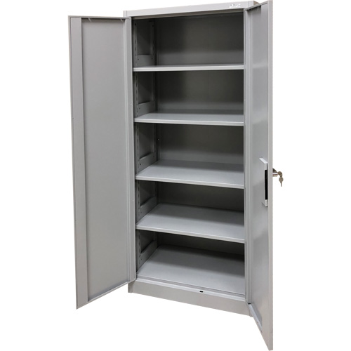 Armoire de rangement, Acier, 4 Tablettes, 66" h x 30" la x 15" P, Gris Cantin et fils
