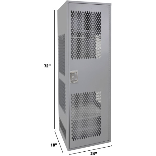 Casier pour &eacute;quipement avec porte, Acier, 24" la x 18" p x 72" h, Gris Cantin et fils