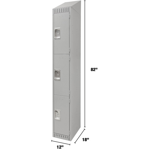 Lockers, 3 -tier, 12" x 18" x 82", Steel, Grey, Knocked Down Cantin et fils