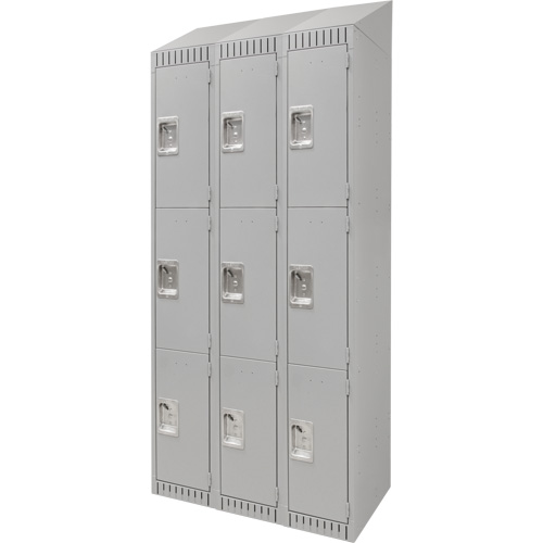 Lockers, 3 -tier, Bank of 3, 36" x 18" x 82", Steel, Grey, Knocked Down Cantin et fils