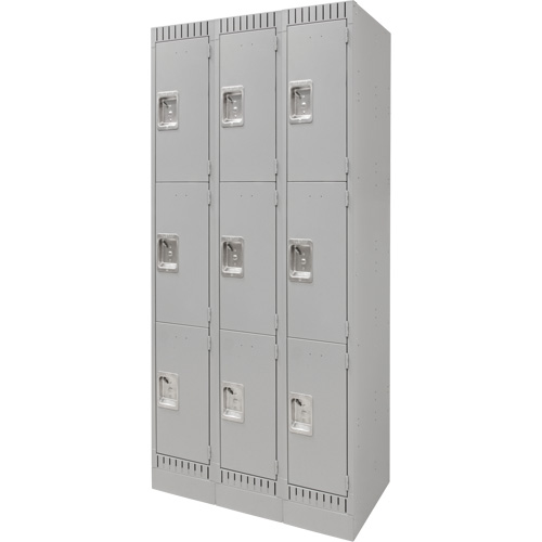 Casiers, 3 niveaux, Bloc de 3, 36" x 18" x 76", Acier, Gris, D&eacute;mont&eacute; Cantin et fils