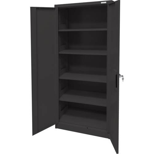 Armoire d'entreposage, Acier, 4 Tablettes, 66" h x 30" la x 15" P, Noir Cantin et fils