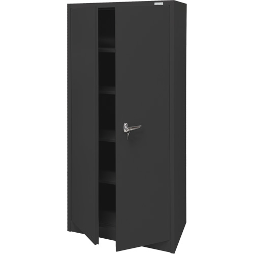 Armoire d'entreposage, Acier, 4 Tablettes, 66" h x 30" la x 15" P, Noir Cantin et fils