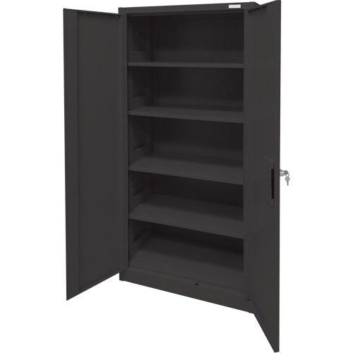 Armoire d'entreposage, Acier, 4 Tablettes, 78" h x 36" la x 24" P, Noir Cantin et fils