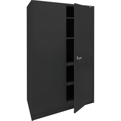 Armoire d'entreposage, Acier, 4 Tablettes, 78" h x 48" la x 24" P, Noir Cantin et fils
