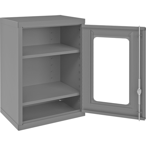 Wall-Mountable Storage Cabinet with Clearview Doors, 26-15/16" H x 18-1/8" W x 13-11/16" D, 2 Shelves, Steel, Grey Cantin et fils