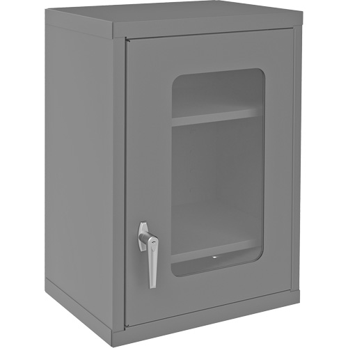 Wall-Mountable Storage Cabinet with Clearview Doors, 26-15/16" H x 18-1/8" W x 13-11/16" D, 2 Shelves, Steel, Grey Cantin et fils