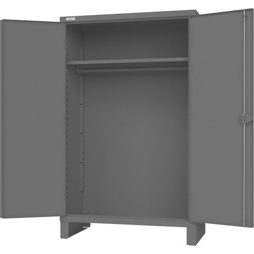 Armoire avec barre de suspension et portes encastr&eacute;es standards, Acier, 78" h x 48" la x 24" P, Gris Cantin et fils