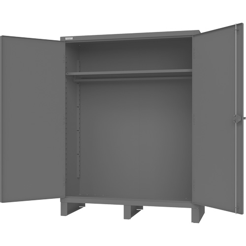 Armoire avec barre de suspension et portes encastr&eacute;es standards, Acier, 78" h x 60" la x 24" P, Gris Cantin et fils