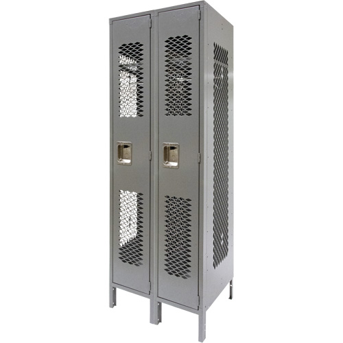 Vented Lockers, Bank of 2, 24" x 18" x 78", Steel, Grey, Knocked Down, Perforated Cantin et fils