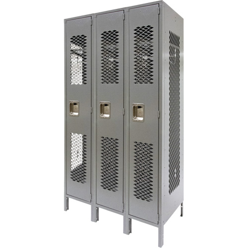 Casiers ventil&eacute;s, Bloc de 3, 36" x 18" x 78", Acier, Gris, D&eacute;mont&eacute;, Perfor&eacute; Cantin et fils