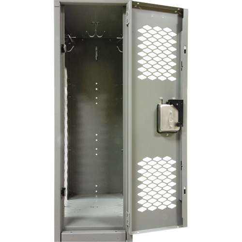 Casiers ventil&eacute;s, 2 niveaux, Bloc de 3, 36" x 18" x 78", Acier, Gris, D&eacute;mont&eacute;, Perfor&eacute; Cantin et fils