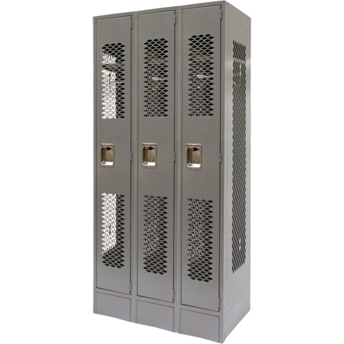 Casiers ventil&eacute;s, Bloc de 3, 36" x 18" x 78", Acier, Gris, D&eacute;mont&eacute;, Perfor&eacute; Cantin et fils