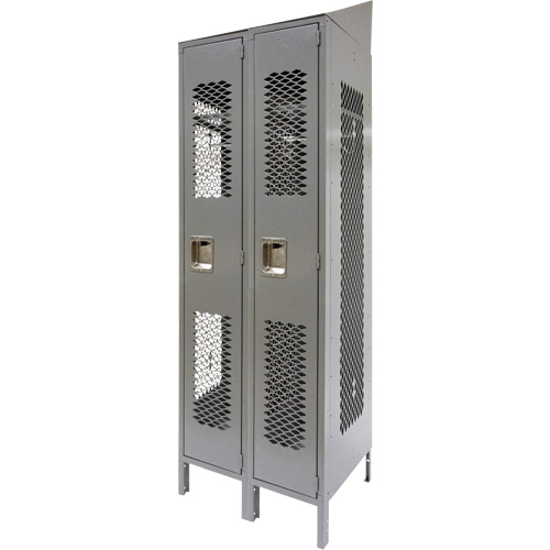 Casiers ventil&eacute;s, Bloc de 2, 24" x 18" x 88", Acier, Gris, D&eacute;mont&eacute;, Perfor&eacute; Cantin et fils
