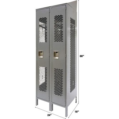 Casiers ventil&eacute;s, Bloc de 2, 24" x 18" x 88", Acier, Gris, D&eacute;mont&eacute;, Perfor&eacute; Cantin et fils