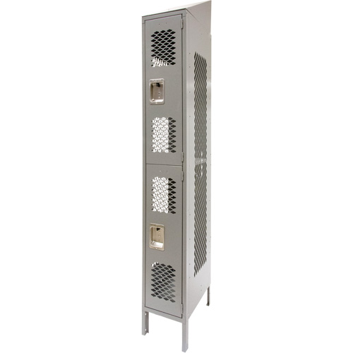 Casiers ventil&eacute;s, 2 niveaux, 12" x 18" x 88", Acier, Gris, D&eacute;mont&eacute;, Perfor&eacute; Cantin et fils