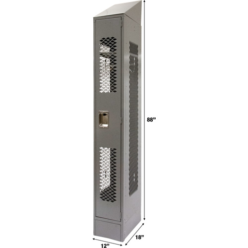 Vented Lockers, 12" x 18" x 88", Steel, Grey, Knocked Down, Perforated Cantin et fils