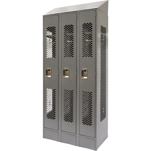 Casiers ventil&eacute;s, Bloc de 3, 36" x 18" x 88", Acier, Gris, D&eacute;mont&eacute;, Perfor&eacute; Cantin et fils