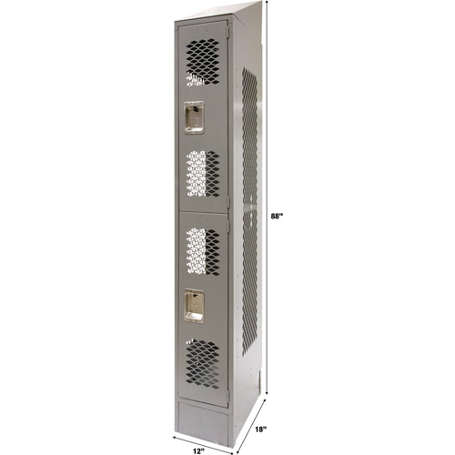 Casiers ventil&eacute;s, 2 niveaux, 12" x 18" x 88", Acier, Gris, D&eacute;mont&eacute;, Perfor&eacute; Cantin et fils