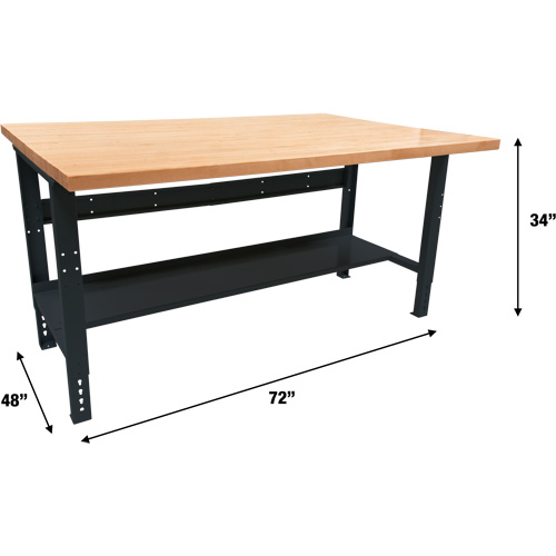 Industrial Modular Workbench, 1000 lbs. Cap., 72" W x 48" D Cantin et fils