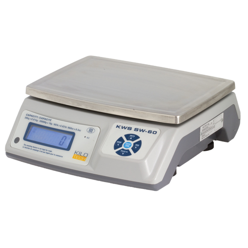 Electronic Digital Weighing Scales, 60 lbs. / 30 kg Cap., 0.01 kg/10 g/0.02 lbs./0.5 oz. Graduations Cantin et fils