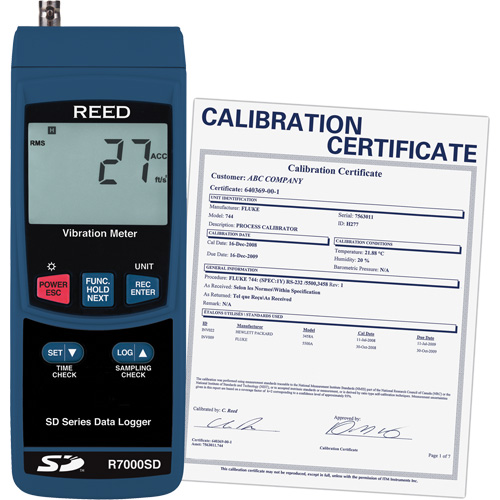 Data Logging Vibration Meter with Calibration Certificate, 10% - 85% RH, 32°- 122° F ( 0° - 50° C ) Cantin et fils