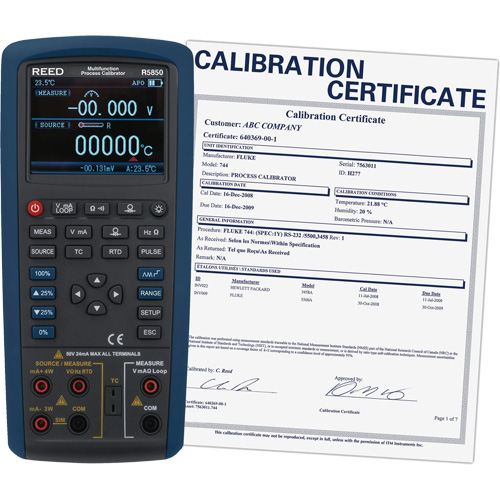 &eacute;talonneur de processus multifonctions avec certification de calibration, Sans enregistrement des donn&eacute;es, Portatif, 5 proc&eacute;d&eacute;s Cantin et fils