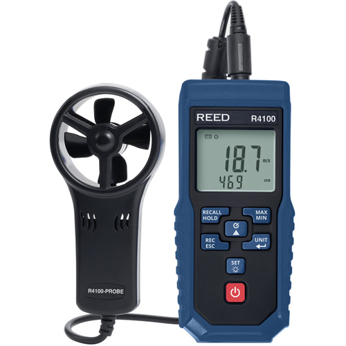 Vane Thermo-Anemometer with Air Volume, Data Logging, 0.4 - 30 m/sec Air Velocity Range Cantin et fils