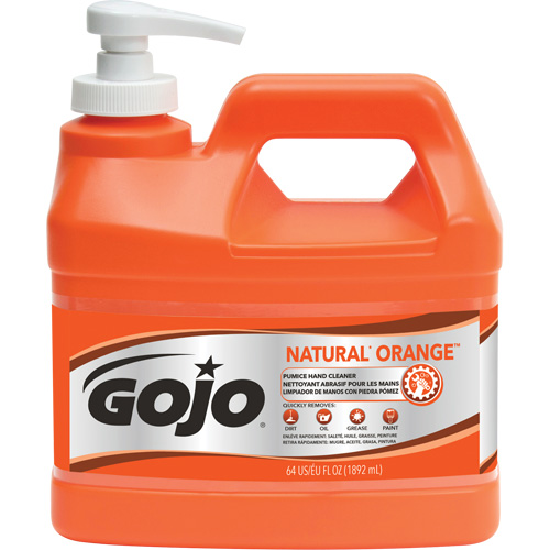 Nettoyant &agrave; mains Natural Orange, Pierre ponce, 1,89 L, Bouteille &agrave; pompe, Agrumes/Orange Cantin et fils