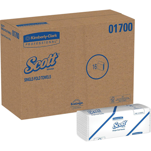 Essuie-mains Scott &agrave; pli simple, 1 pli, 10-1/2" lo x 9-3/10" la, 250 /pqt Cantin et fils