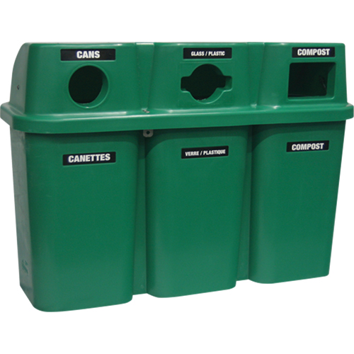 Contenants de recyclage Bullseye, Bord de rue, Plastique, 3 x 22 gal. US Cantin et fils