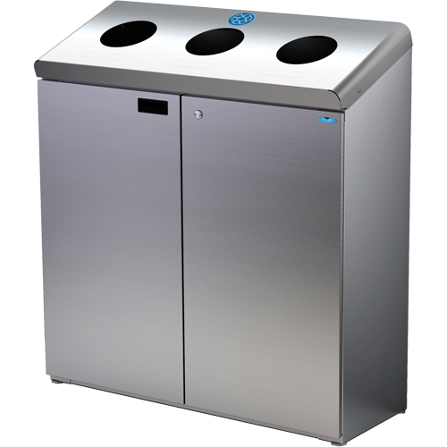 Station de recyclage au sol, Vrac, Acier inoxydable, 42 gal. Cantin et fils