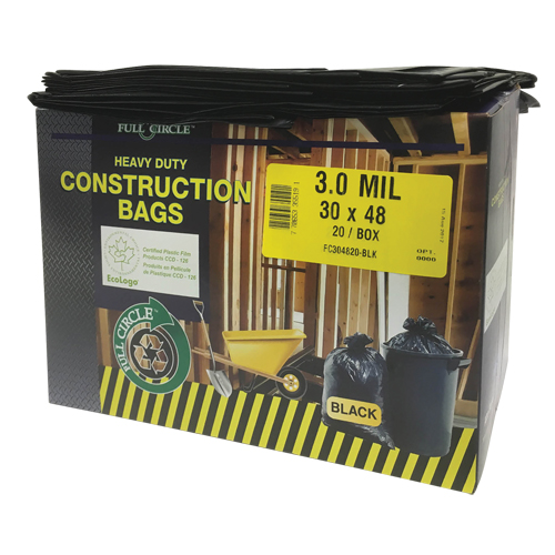 Sacs pour d&eacute;chets pour entrepreneurs, Fort, 30" la x 48" lo, 3 mils, Noir, Capacit&eacute; 113,56 L (30 gal.) Cantin et fils