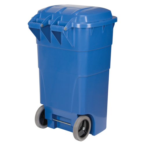 Roll Out Recycling Bin, Curbside, Polyethylene, 65 US gal. Cantin et fils