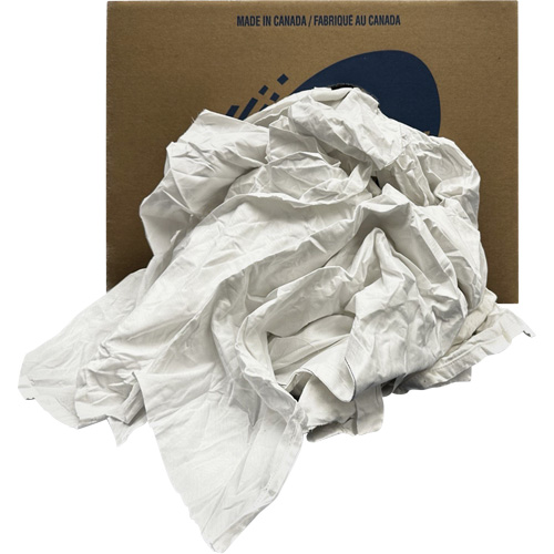 Recycled Wiping Rags, Cotton, White, 20 lbs. Cantin et fils