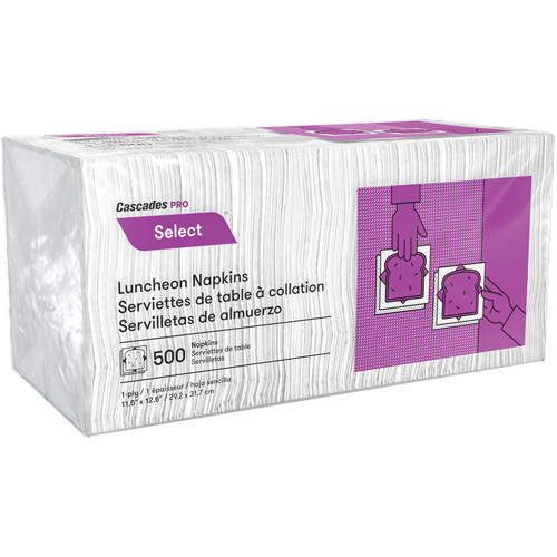 Serviettes de table &agrave; pli 1/4 Pro Select, 1 pli, 12,5" x 11,5" Cantin et fils