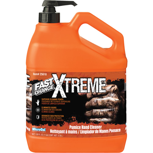 Nettoyant professionnel pour les mains Xtreme, Pierre ponce, 3,78 L, Bouteille &agrave; pompe, Orange Cantin et fils