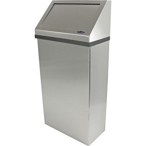 Wall Mounted Waste Receptacle, Stainless Steel, 13.2 US gal. Cantin et fils