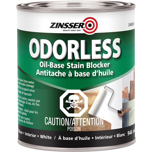 Odourless Oil-Base Stain Blocking Primer, White, Very Flat, 946 ml, Can Cantin et fils