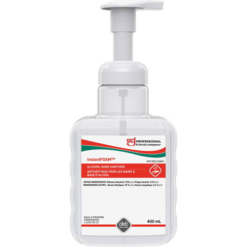 InstantFoam&reg; Hand Sanitizer, 400 ml, Pump Bottle, 70% Alcohol Cantin et fils