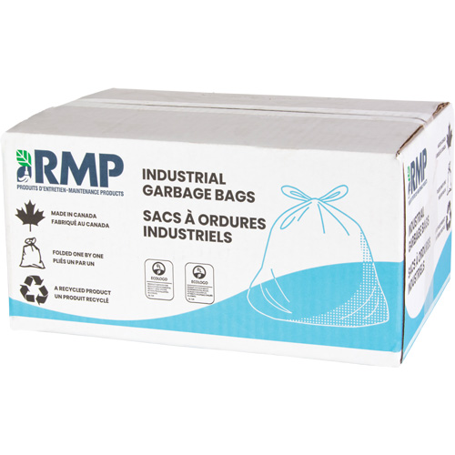 Industrial Garbage Bags, X-Strong, 26" W x 36" L, 1.2 mils, Black, 45 L (12 Gal.) Capacity Cantin et fils