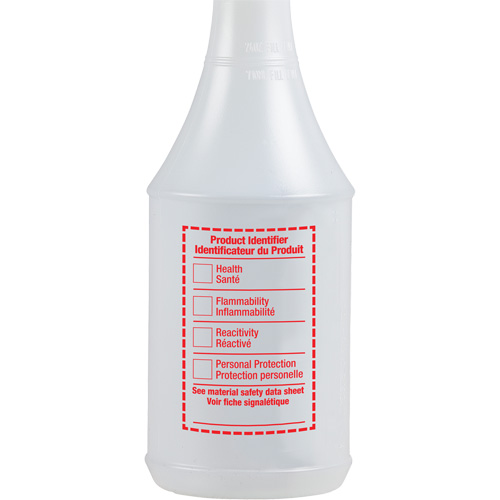 Round Spray Bottle with WHMIS Label, 24 oz. Cantin et fils