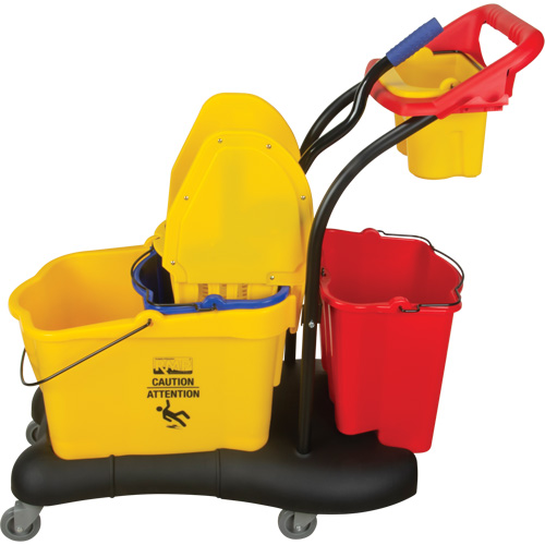 Chariot &agrave; vadrouille multifonction, Pression vers le bas, 9,5 gal. US (38 pintes), Jaune Cantin et fils