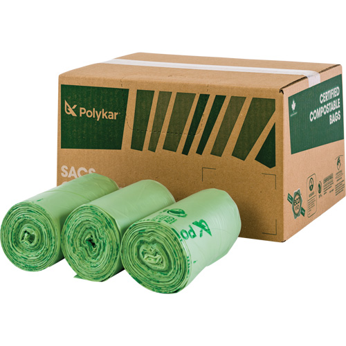 Sacs certifi&eacute;s compostables, R&eacute;gulier, 17" lo x 17" la, Vert, Capacit&eacute; de 10 L (3 gal.) Cantin et fils