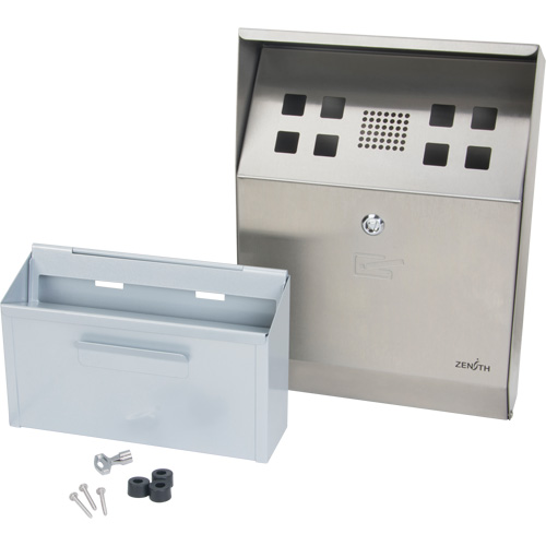 Smoking Receptacle, Wall-Mount, Stainless Steel, 1.6 Litres Capacity, 13-4/5" Height Cantin et fils