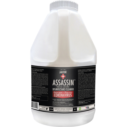 Nettoyant d&eacute;sinfectant pr&ecirc;t &agrave; l'emploi Janitori Assassin, 4 L, Cruche Cantin et fils