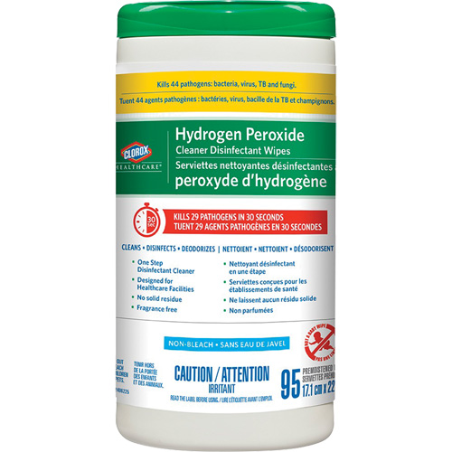 Lingettes d&eacute;sinfectantes et nettoyantes &agrave; base de peroxyde d'hydrog&egrave;ne Healthcare, 95 lingettes Cantin et fils