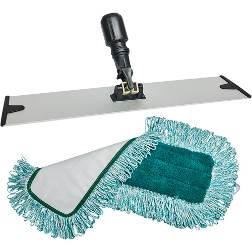 Dust Mop Pad & Frame, Hook and Loop Style, Polyester, 18" L x 5-3/4" W Cantin et fils